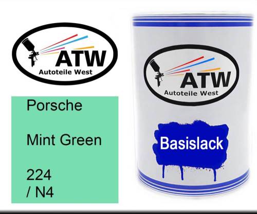 Porsche, Mint Green, 224 / N4: 500ml Lackdose, von ATW Autoteile West.